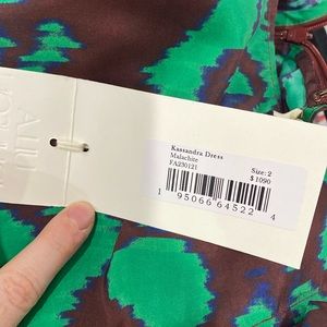 Ulla Johnson green and brown printed dress size 2 new with tags